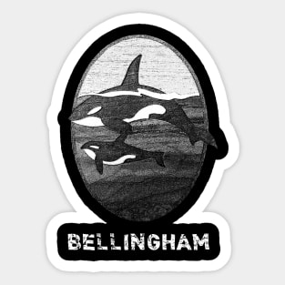 Bellingham WA Orca Whales Sea Pandas Vintage Design Souvenir Sticker